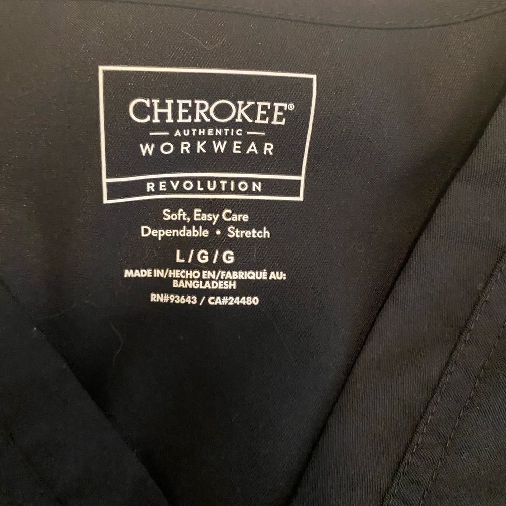Black. Size L. Cherokee scrub top.